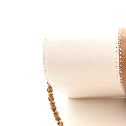 Chanel Lambskin CC Stitch Wallet On Chain WOC Beige White 11 of 11
