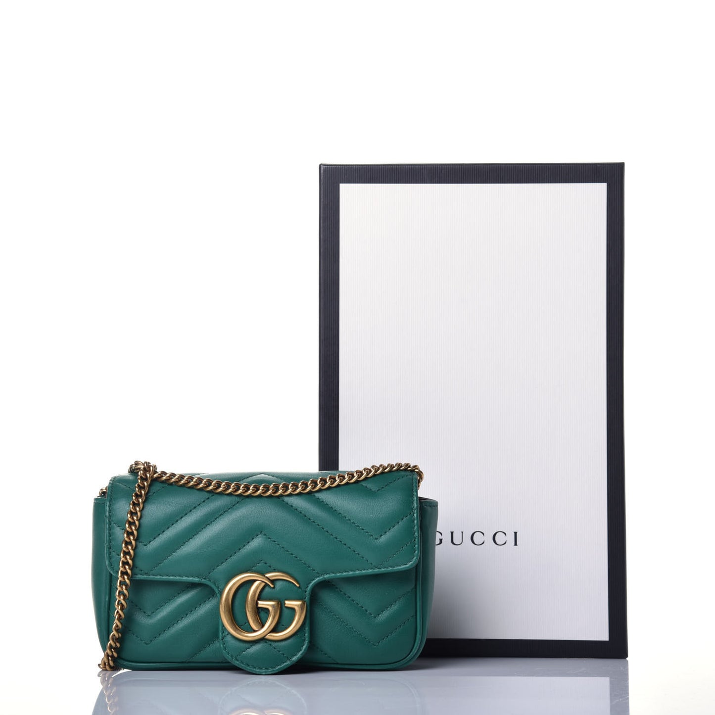 Calfskin Matelasse Super Mini GG Marmont Shoulder Bag Emerald Green