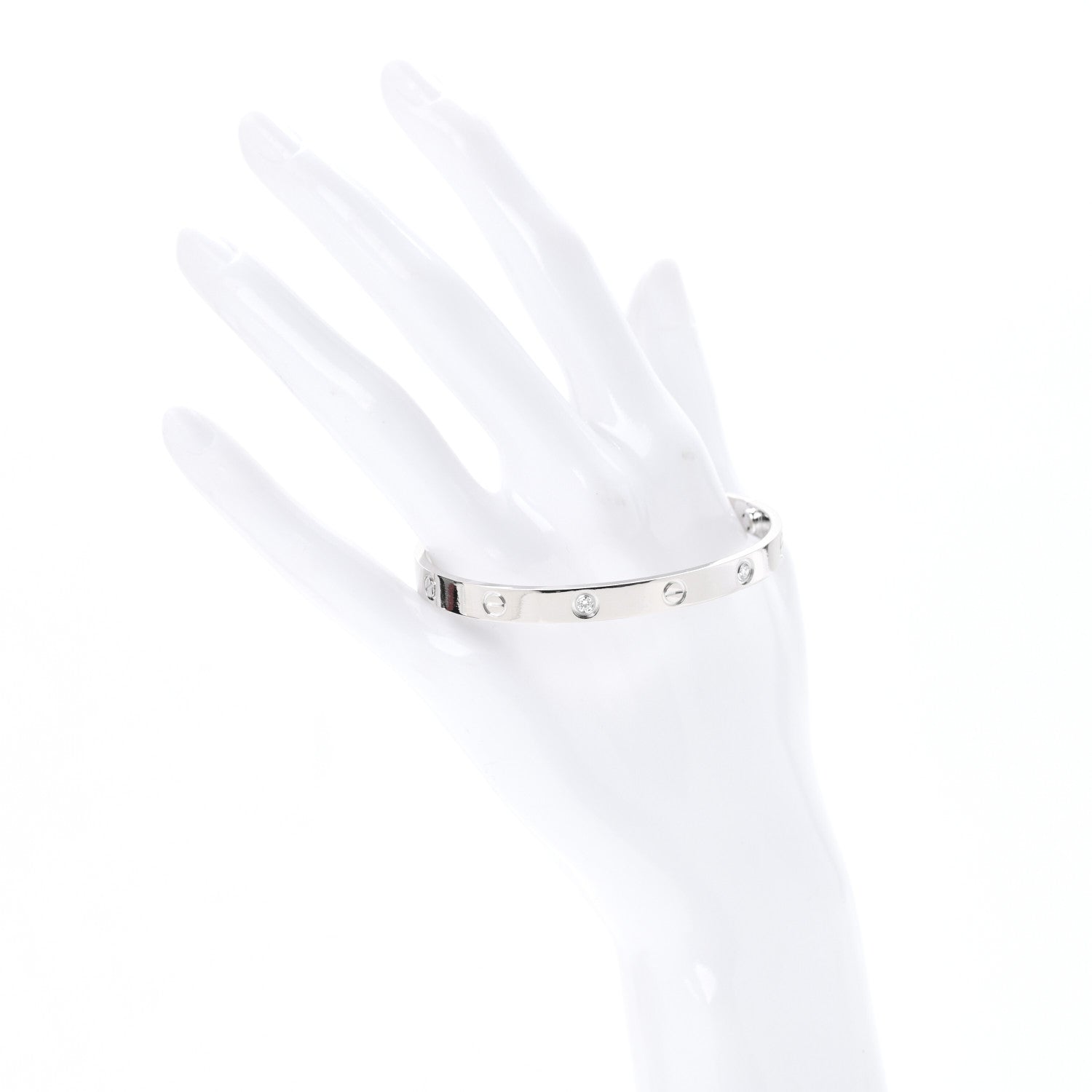 Cartier 18K White Gold 4 Diamond LOVE Bracelet 18 2 of 6