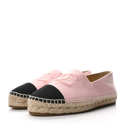 Chanel Denim Toile CC Espadrilles 38 Pink Black 3 of 7