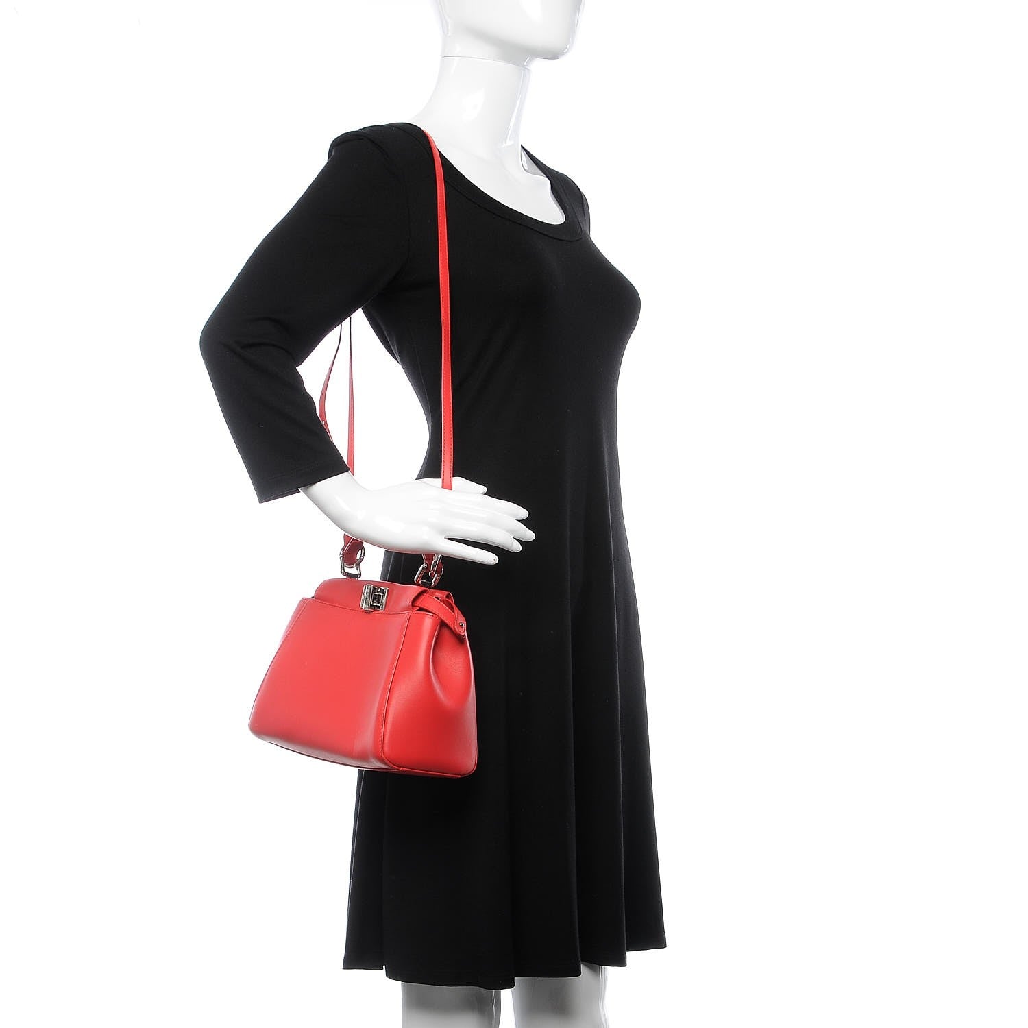 Fendi Nappa Mini Peekaboo Iconic Satchel Fiamma 2 of 12