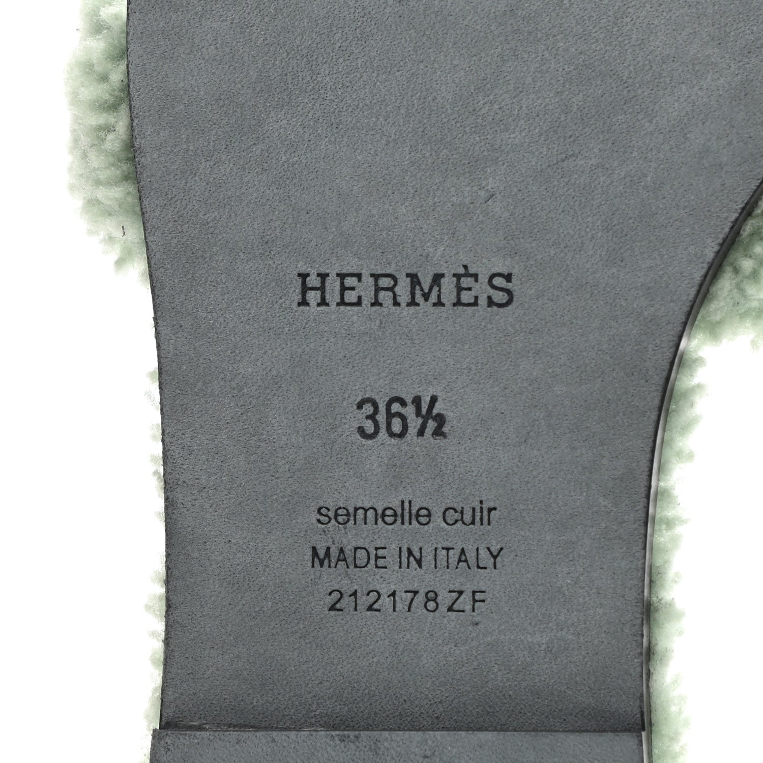 Hermes Woolskin Oran Sandals 36.5 Vert D’Eau 6 of 8