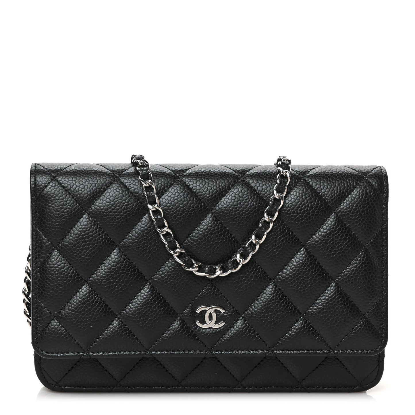 Caviar Quilted Wallet on Chain WOC Black