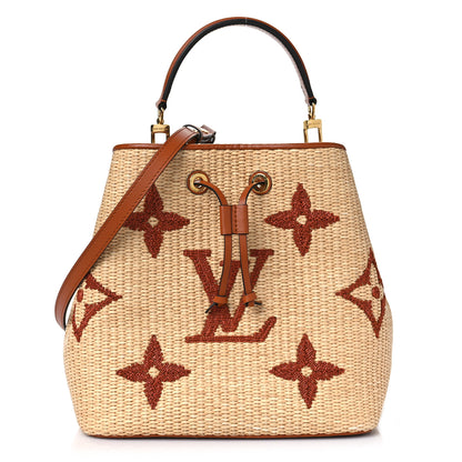 Louis Vuitton Raffia Calfskin Monogram Neonoe MM Tan 1 of 10