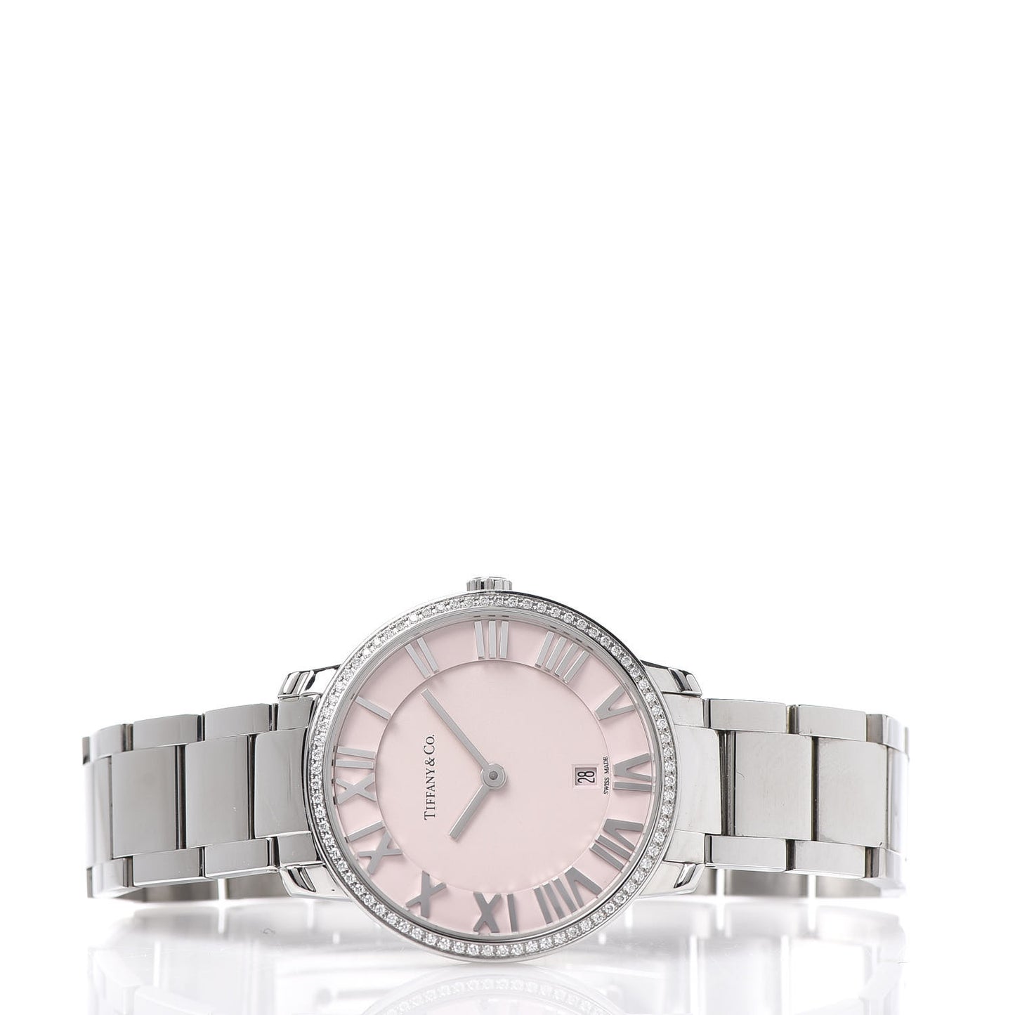 Stainless Steel Diamond Bezel 31mm Atlas 2-Hand Quartz Watch Pink