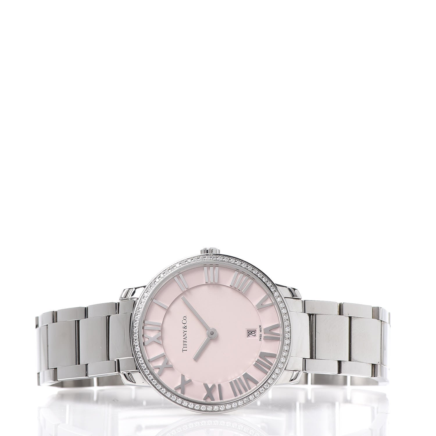 Tiffany Stainless Steel Diamond Bezel 31mm Atlas 2-Hand Quartz Watch Pink 3 of 6