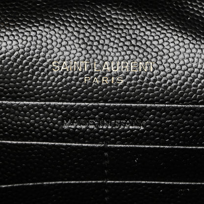Saint Laurent Grain De Poudre Matelasse Chevron Monogram Chain Wallet Black 6 of 11