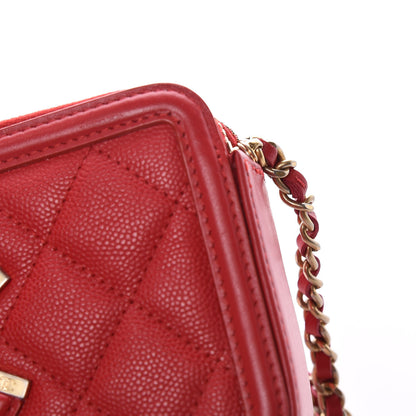 Chanel Caviar Quilted CC Filigree Clutch With Chain Red 14 of 16