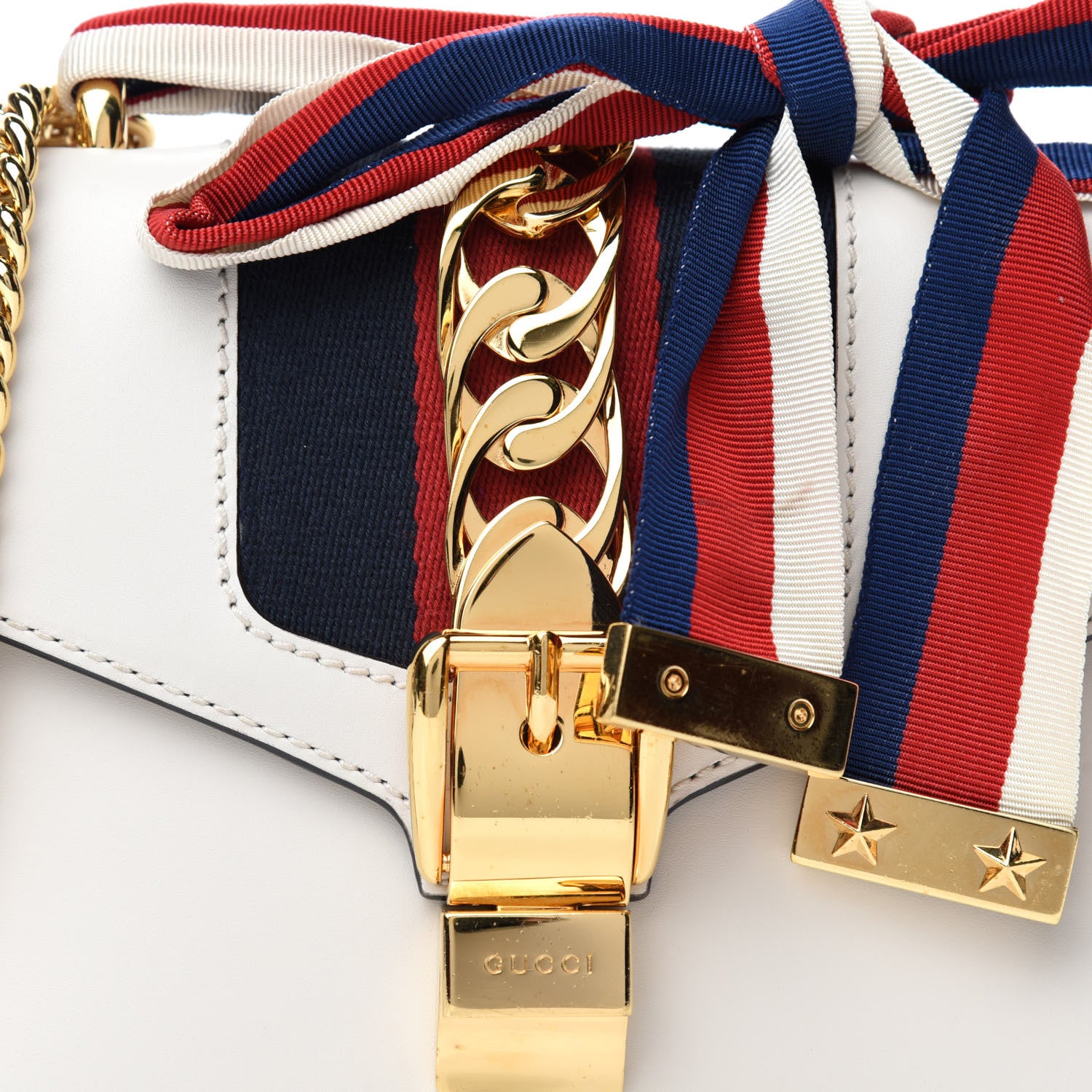 Gucci Calfskin Mini Sylvie Chain Shoulder Bag White 11 of 11