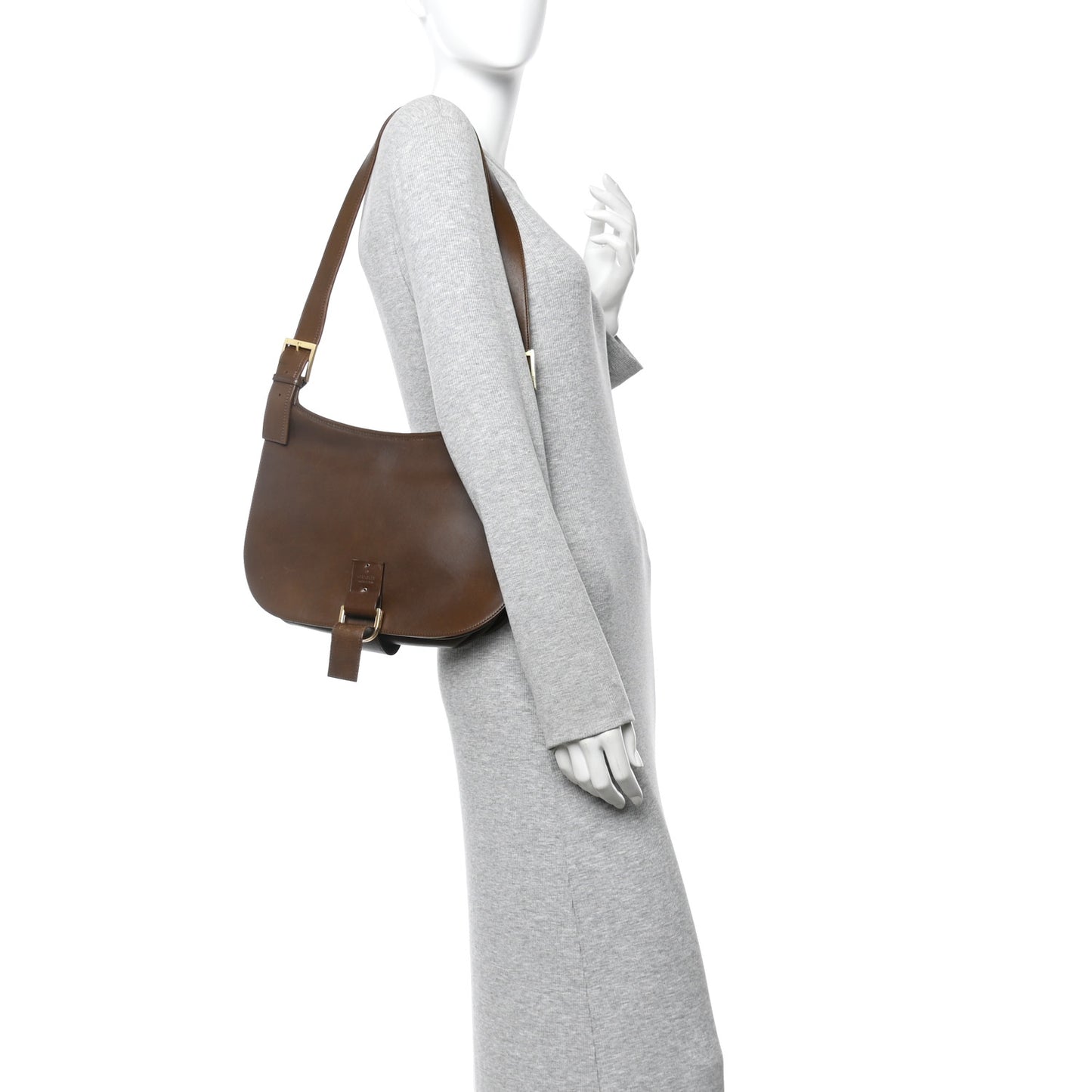 Calfskin Hobo Bag Brown