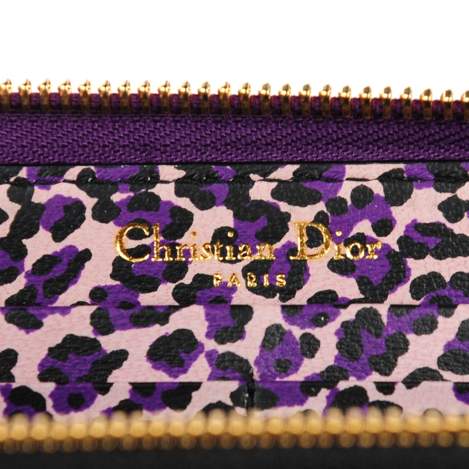 Christian Dior Patent Ultimate Voyageur Zip Around Wallet Purple Leopard 6 of 7