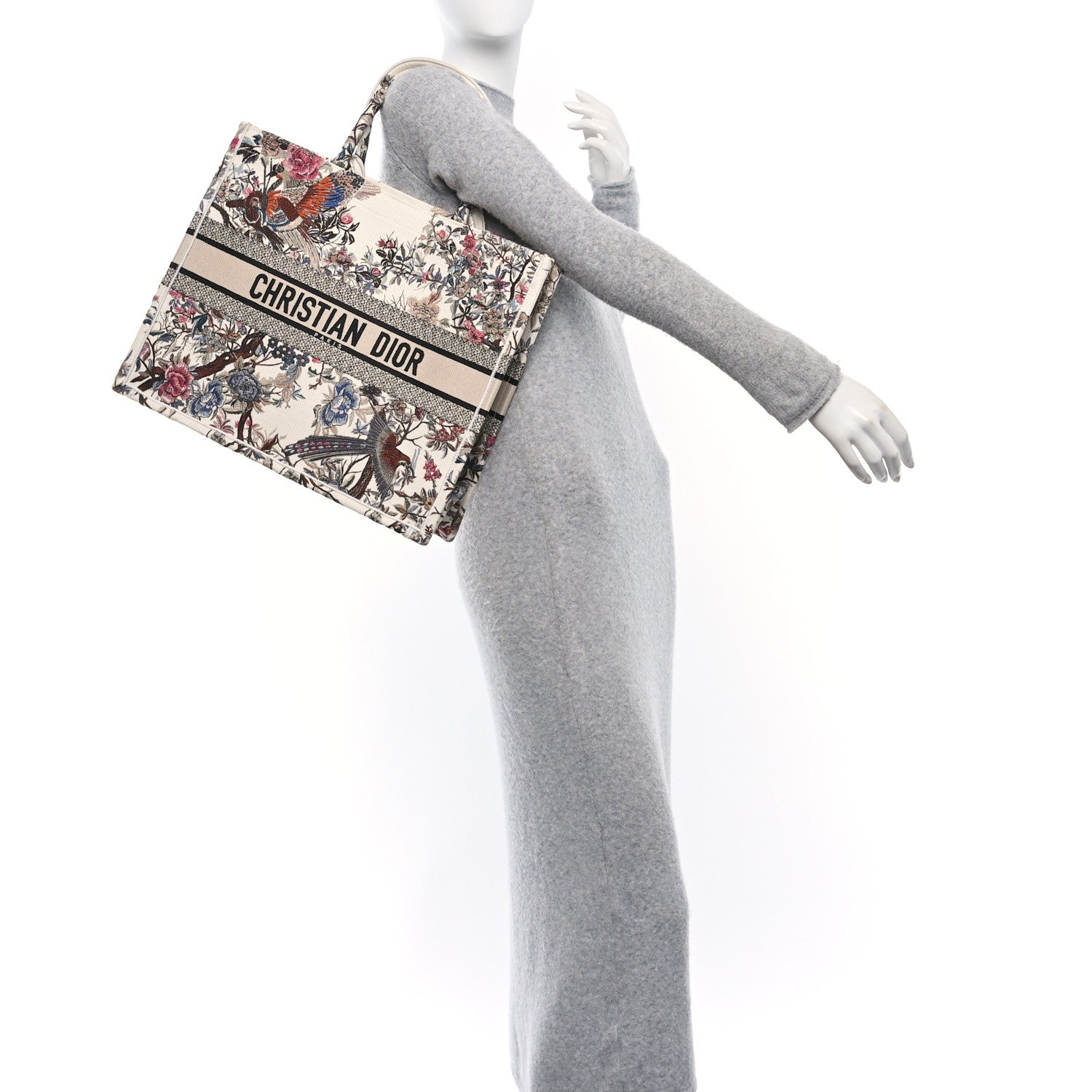 Christian Dior Canvas Embroidered Large Jardin D'Hiver Book Tote Latte Multicolor 2 of 11