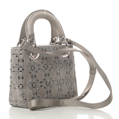 Christian Dior Satin Crystal Cannage Mini Lady Dior Gray 3 of 13