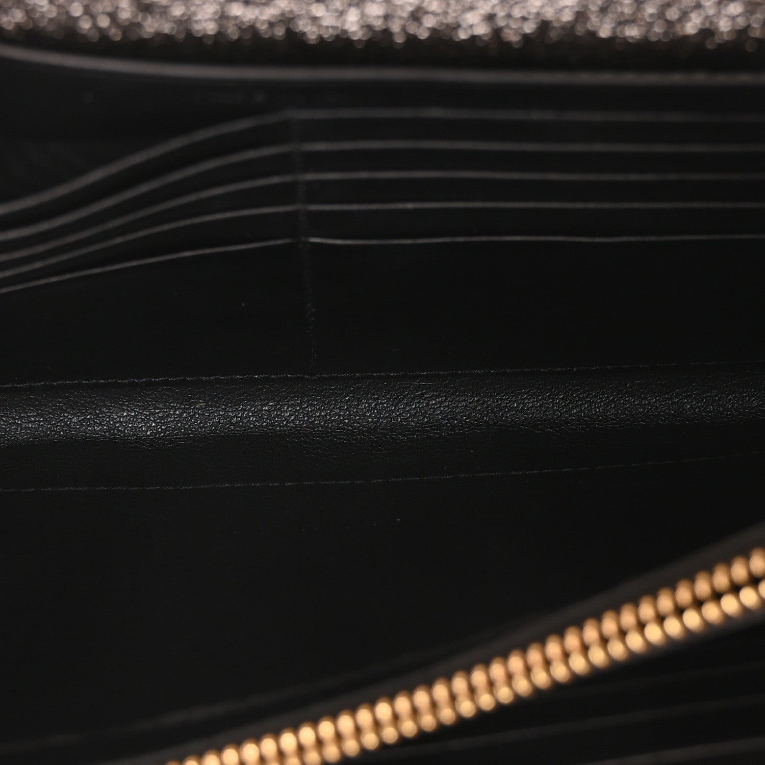 Saint Laurent Metallic Crackled Calfskin Matelasse Chevron Monogram Chain Wallet Gold 5 of 10