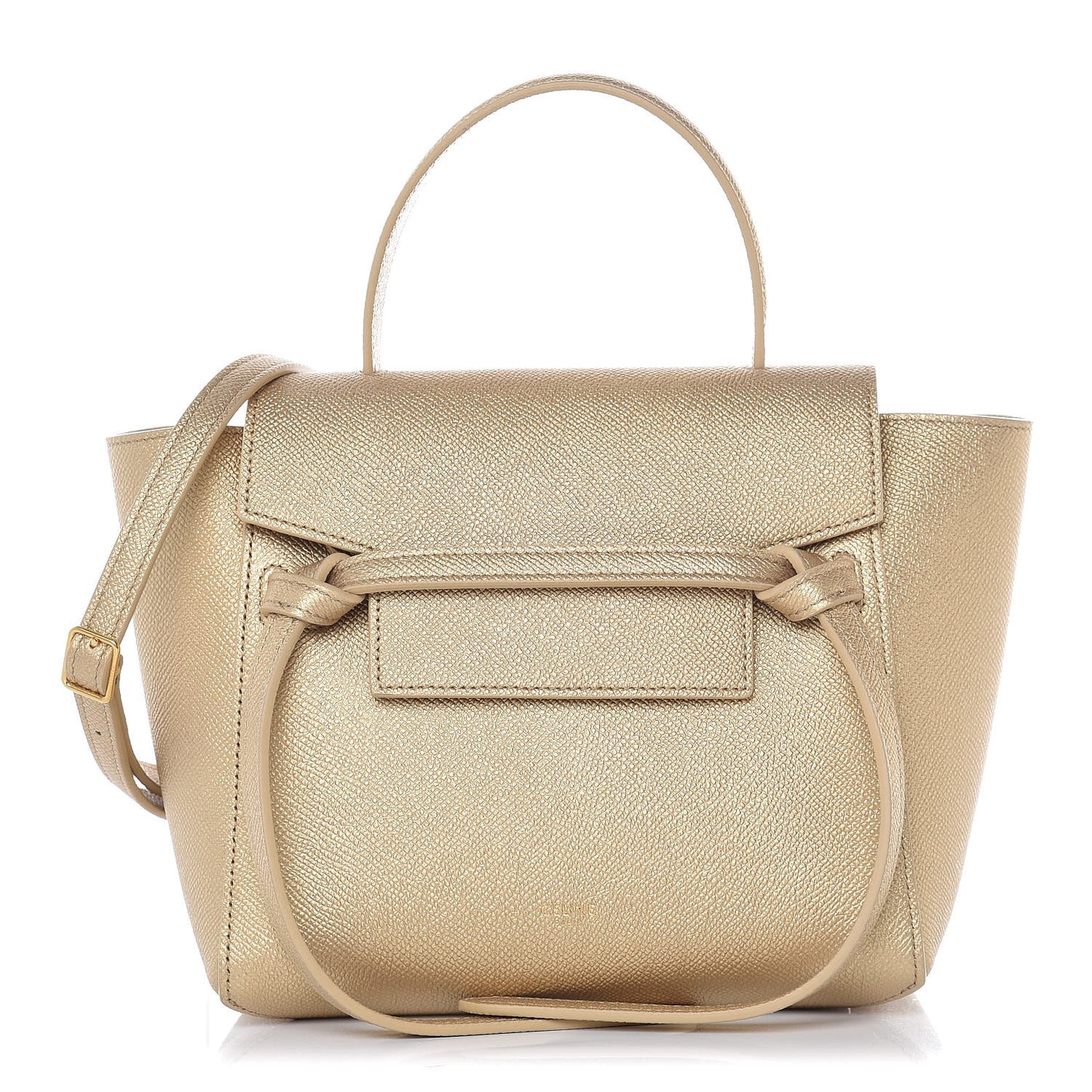 Laminated Calfskin Nano Belt Bag Gold