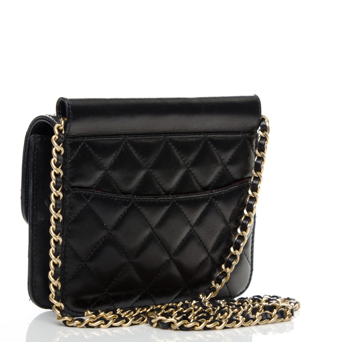 Lambskin Quilted Crossing Times Mini Flap Black