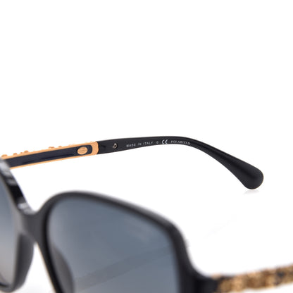 Chanel Acetate Polarized Bijou Square Sunglasses 5355 Black 5 of 9