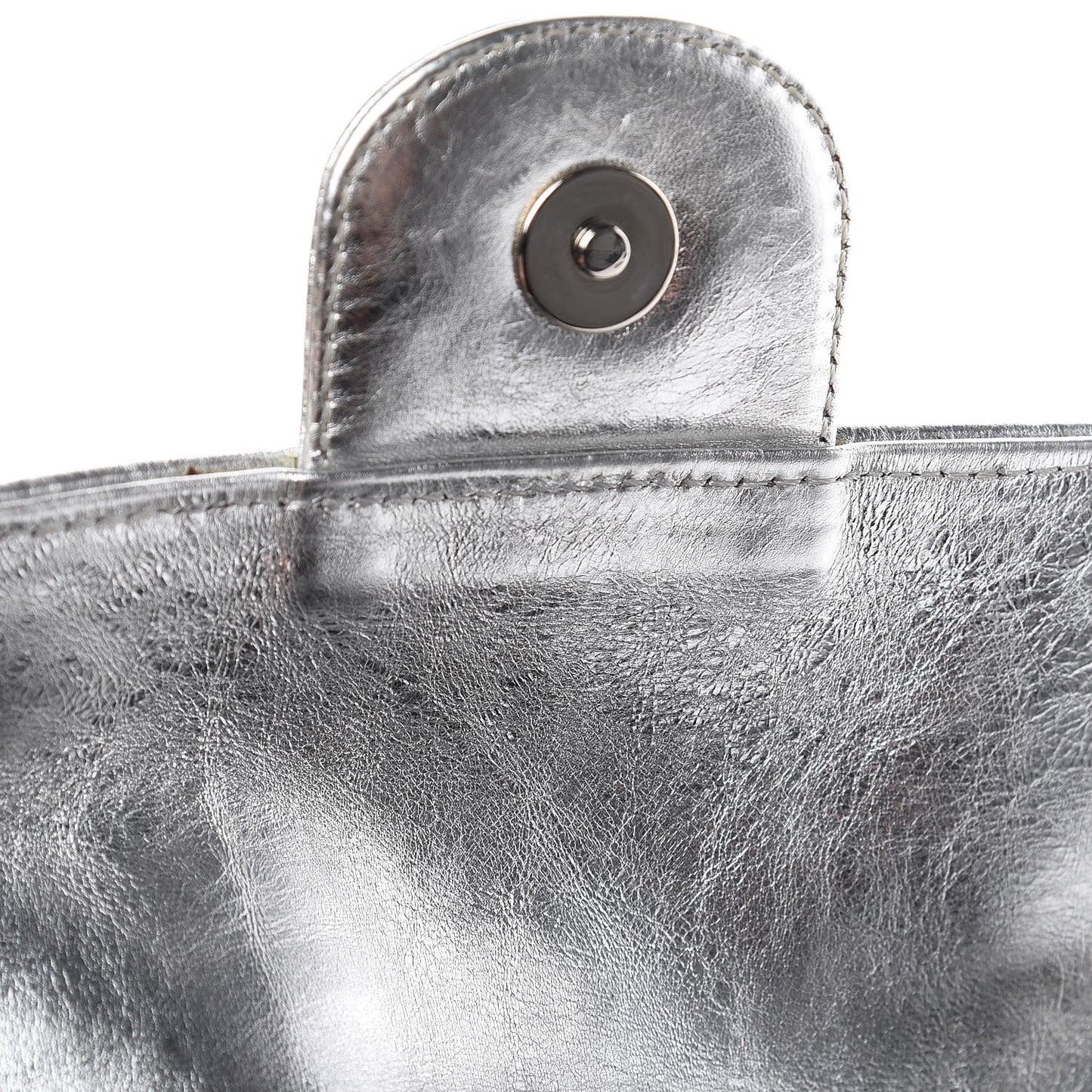 Metallic Crackled Calfskin Medium CC Mix Flap Silver Gold