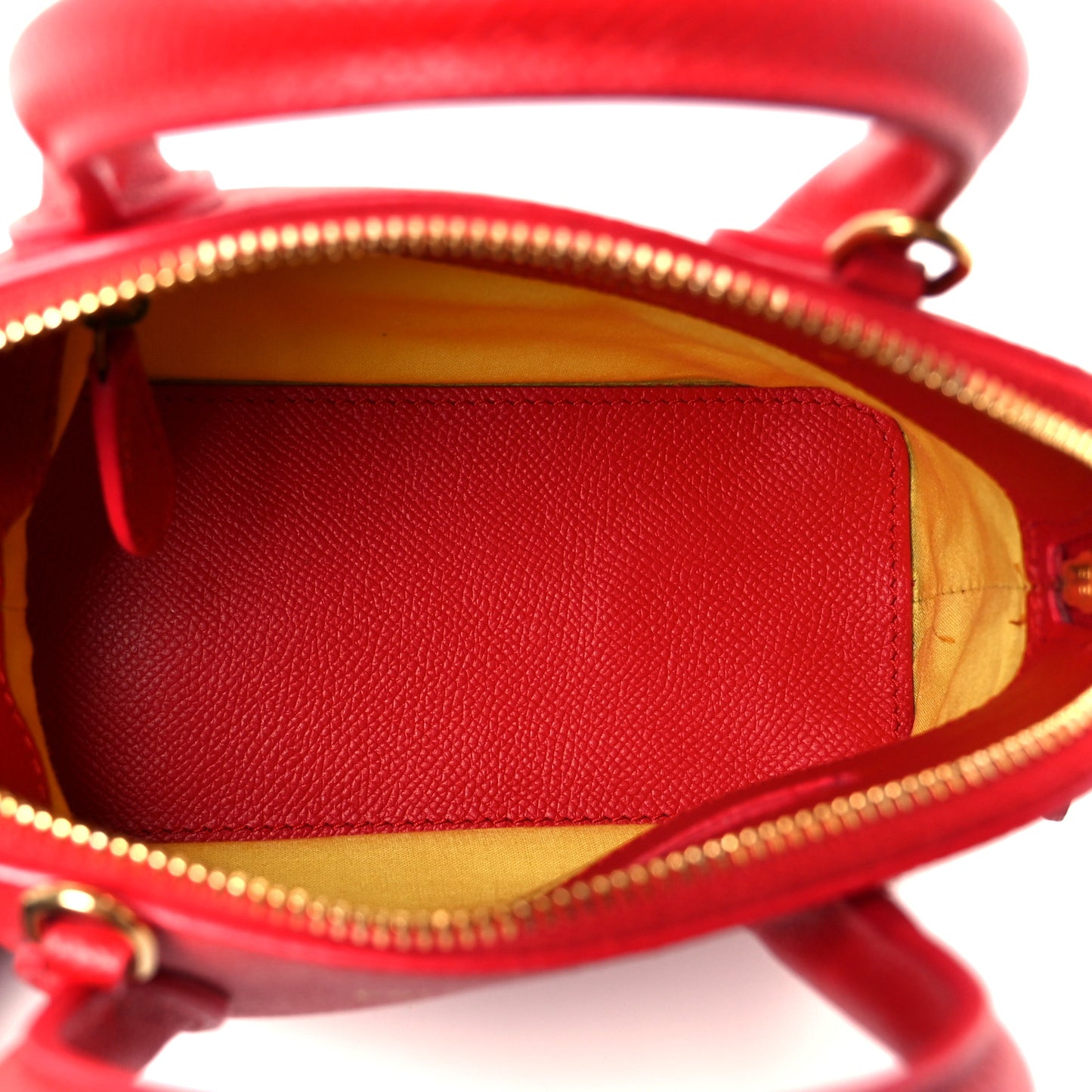 Signature Grained Calfskin Logo XXS Ville Top Handle Bag Rouge Coquelicot Black