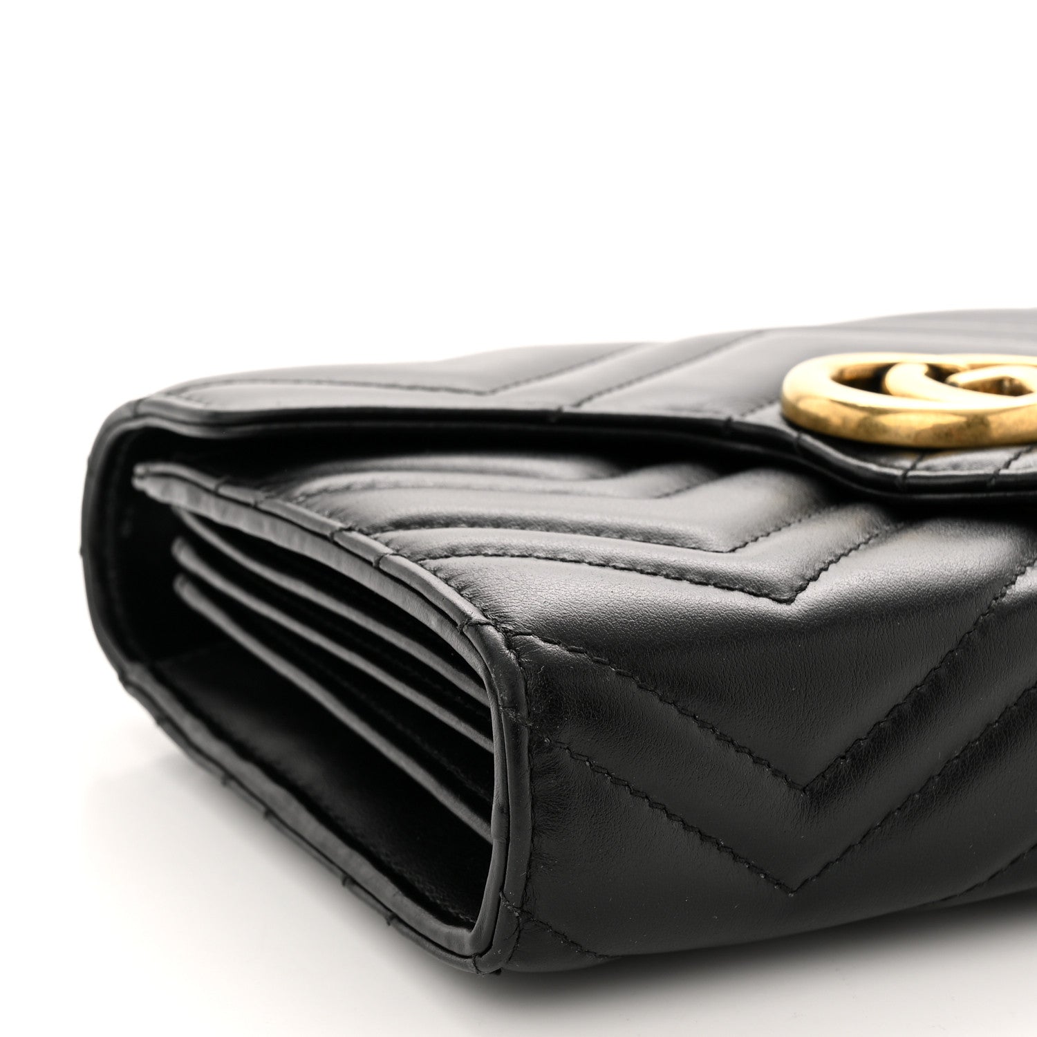 Gucci Calfskin Matelasse GG Marmont Chain Wallet Black 9 of 10