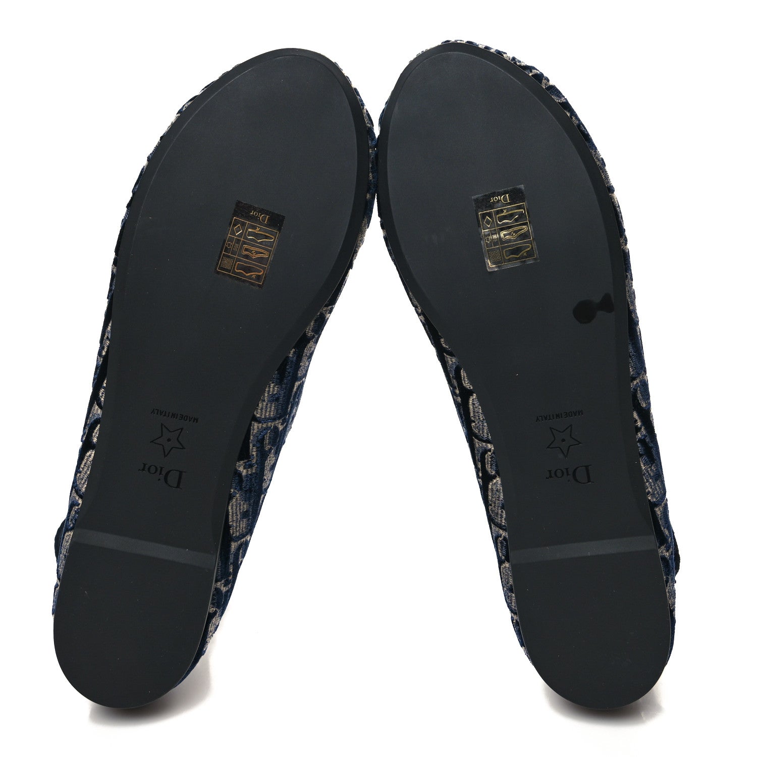 Christian Dior Velvet Oblique Poeme Laced Ballerina Flats 40 Blue 5 of 8