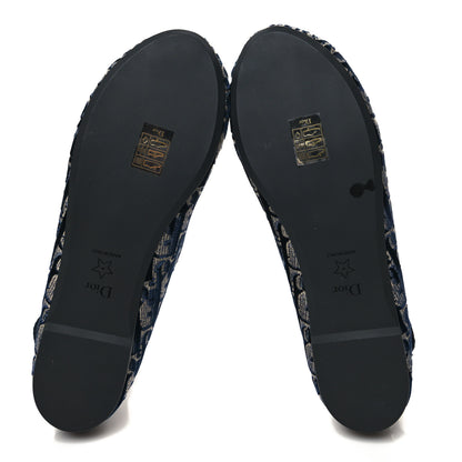 Christian Dior Velvet Oblique Poeme Laced Ballerina Flats 40 Blue 5 of 8