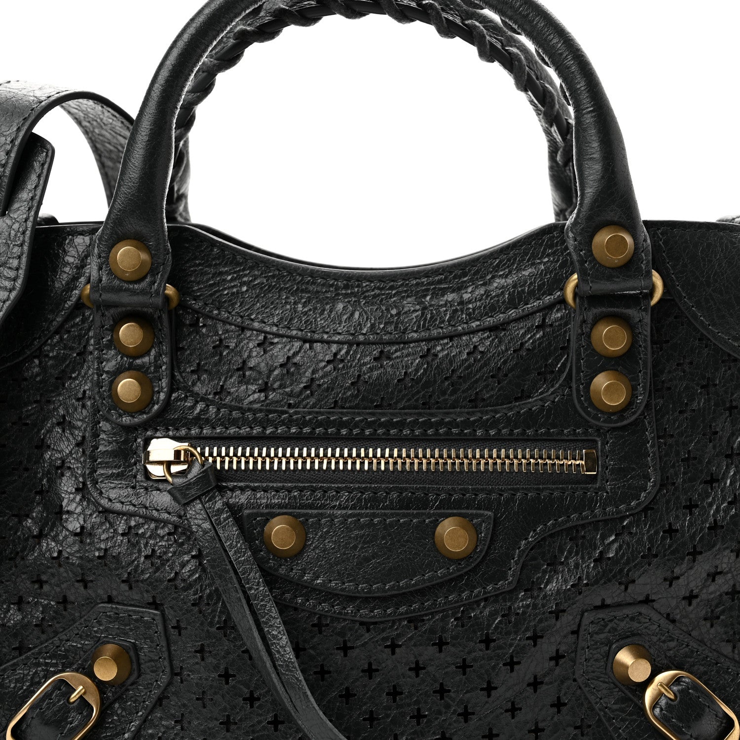 Balenciaga Agneau Stadio Laser Cut Cross Classic Gold Hardware Mini City Anthracite 8 of 10