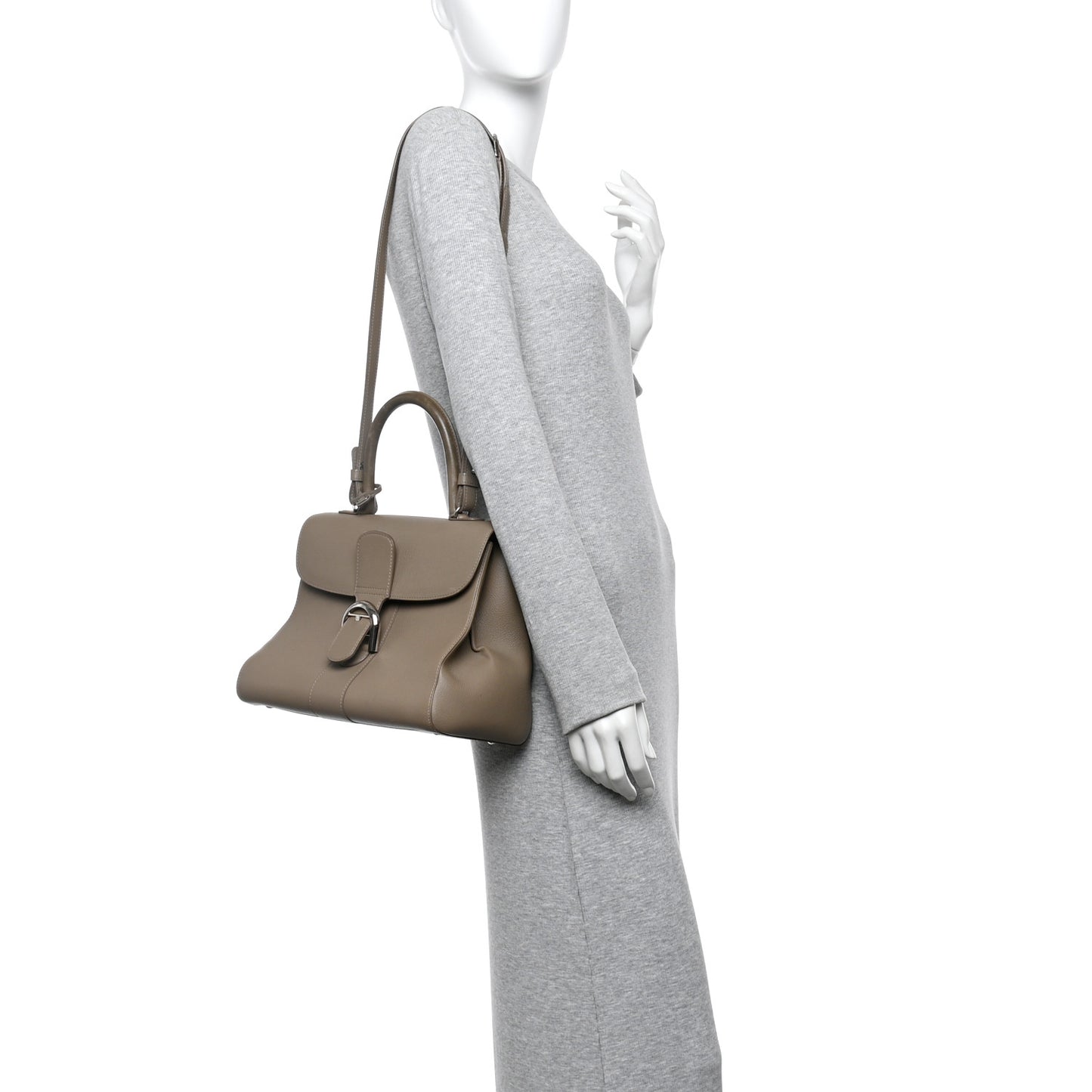Grained Calfskin MM Brillant Satchel Taupe