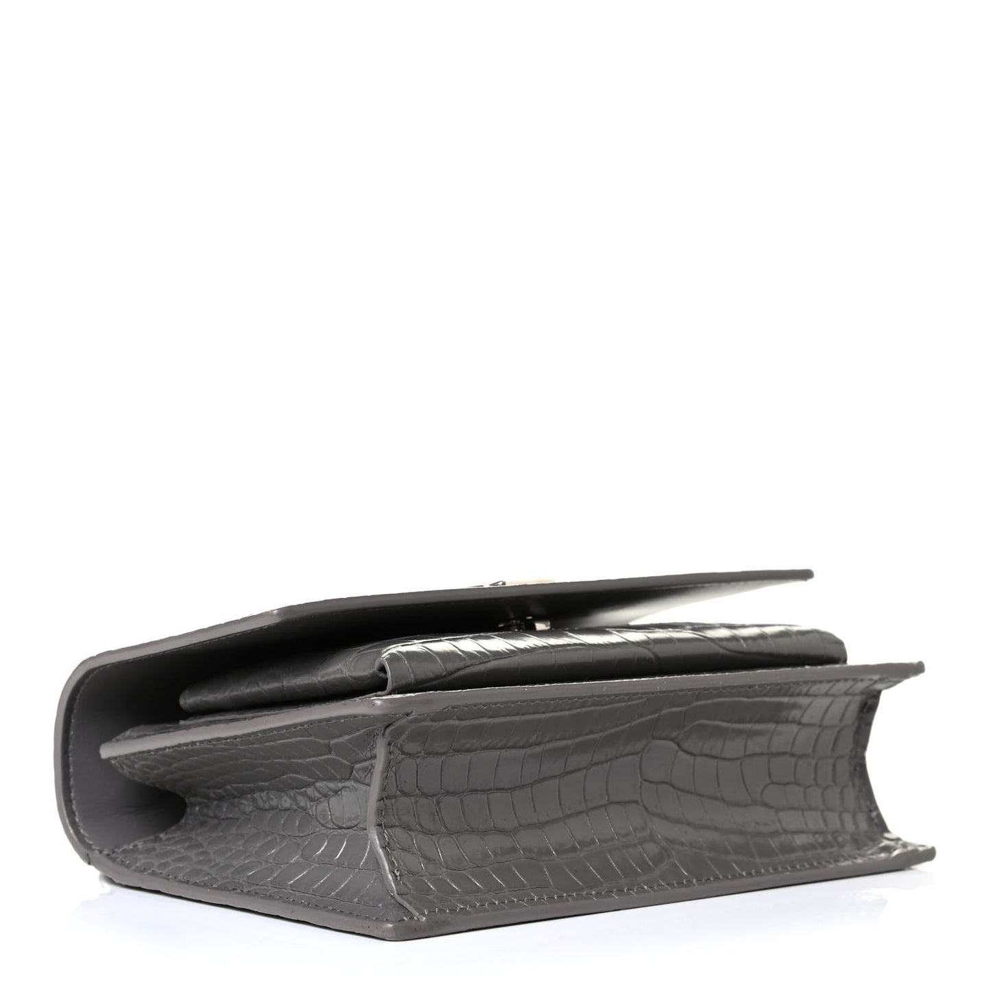 Calfskin Crocodile Embossed Monogram Sunset Chain Wallet Fog