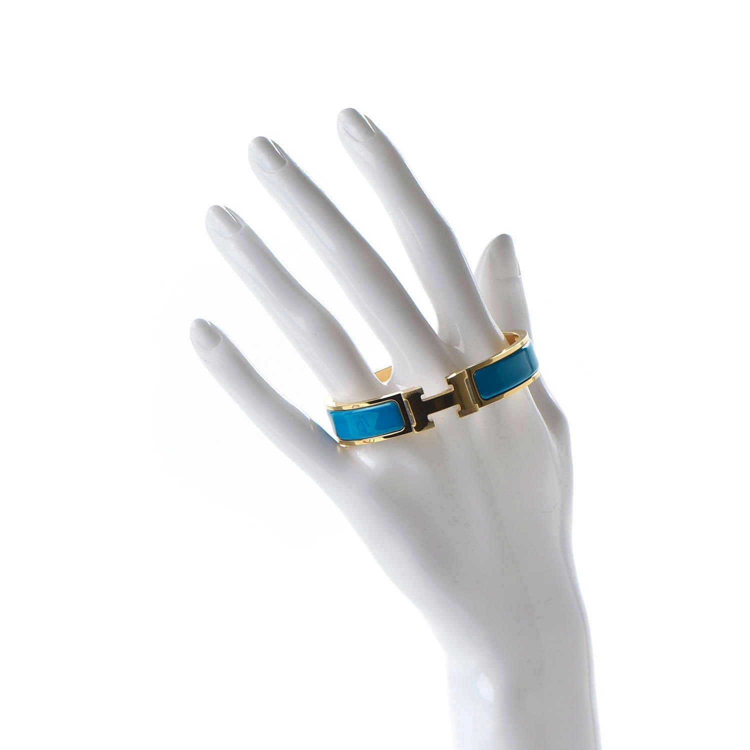Hermes Enamel Narrow Clic Clac H Bracelet PM Bleu Azure 2 of 6