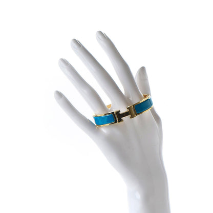 Hermes Enamel Narrow Clic Clac H Bracelet PM Bleu Azure 2 of 6
