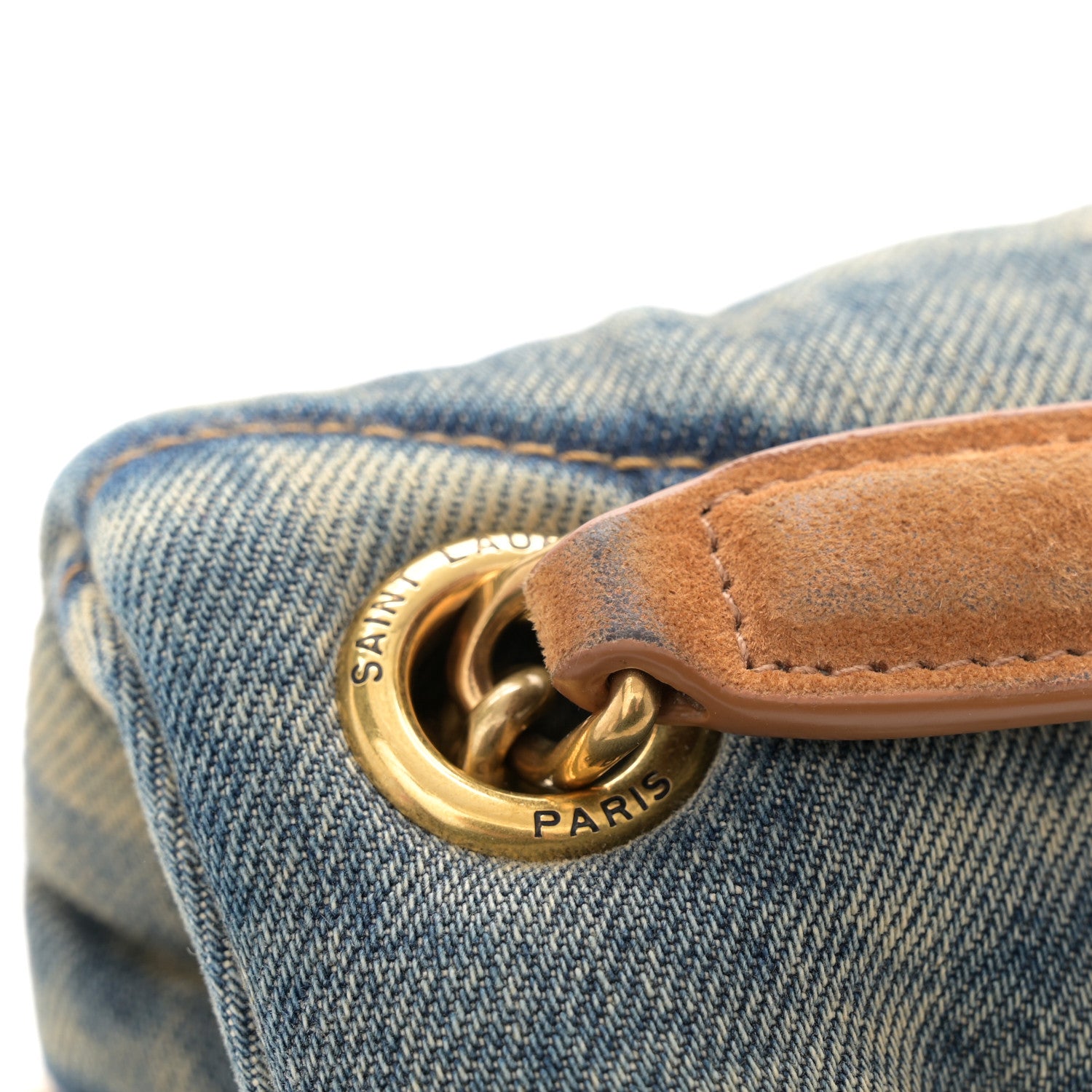 Saint Laurent Denim Quilted Small Loulou Puffer Monogram Chain Satchel Blue Cinnamon 11 of 13