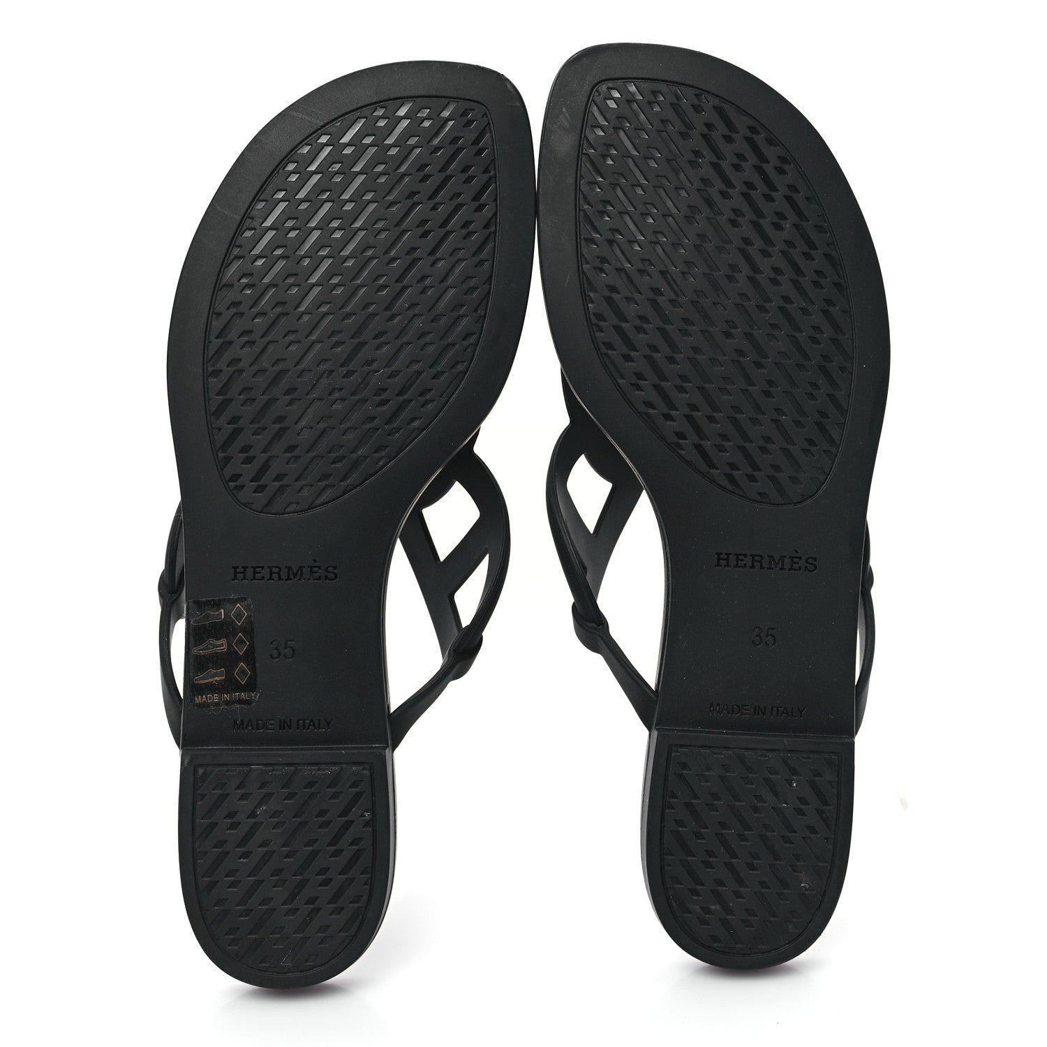 Hermes Rubber Womens Egerie Sandals 35 Black 6 of 10