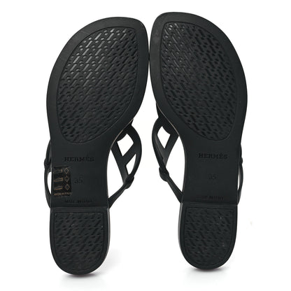 Hermes Rubber Womens Egerie Sandals 35 Black 6 of 10