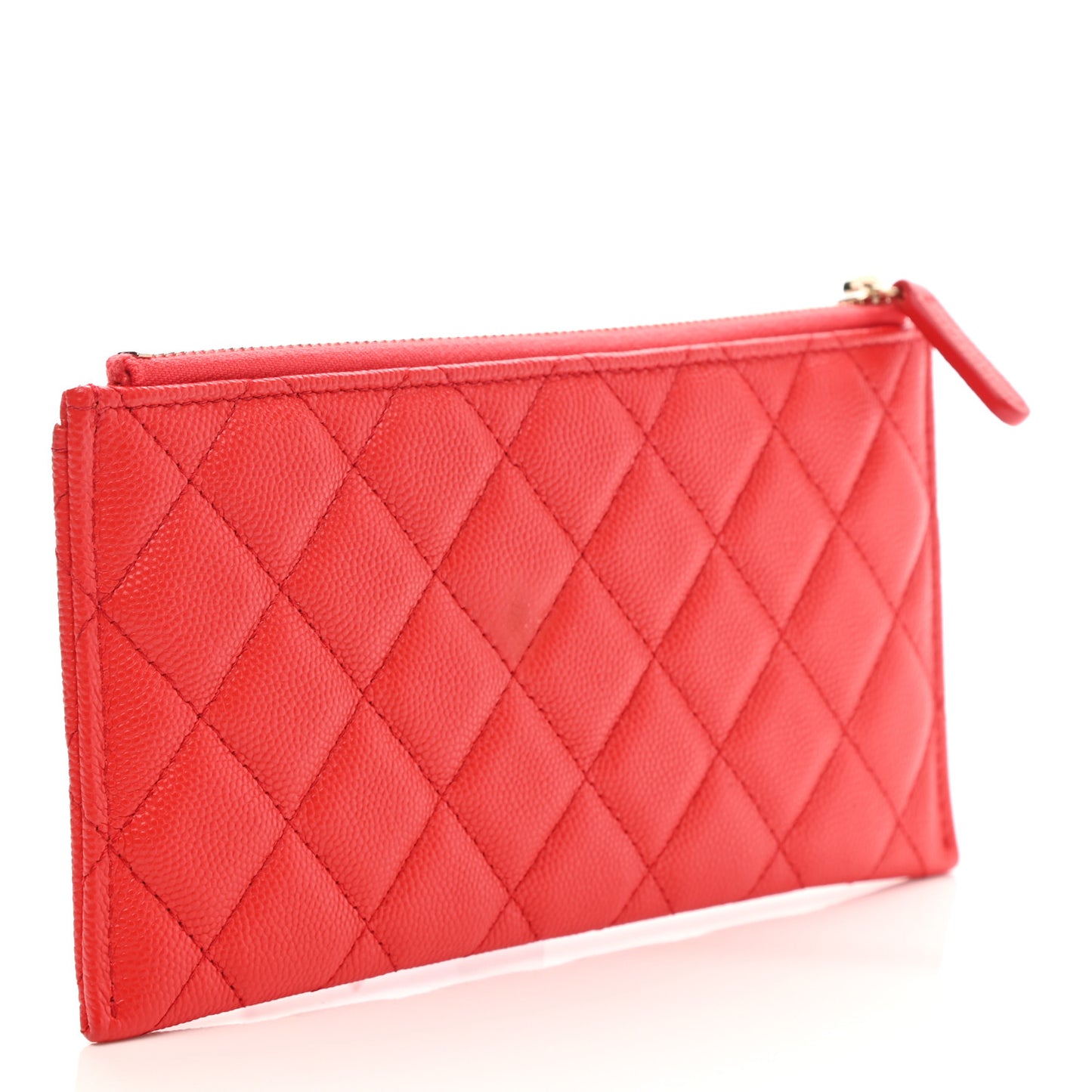Caviar Quilted Classic Zip Pouch Red