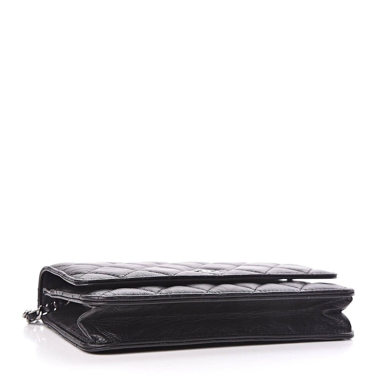 Aged Calfskin Quilted Tassel Wallet On Chain WOC Black