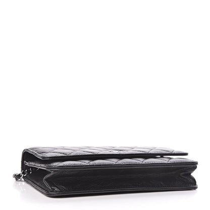Chanel Aged Calfskin Quilted Tassel Wallet On Chain WOC Black 4 of 11