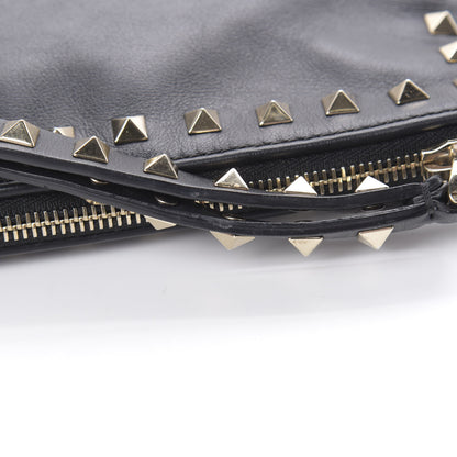 Valentino Garavani Vitello Large Rockstud Zip Wristlet Pouch Black 12 of 12
