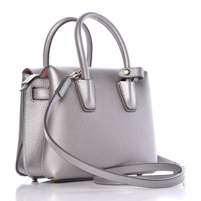 MCM Metallic Grained Calfskin Mini Milla Tote Spike Silver 3 of 9