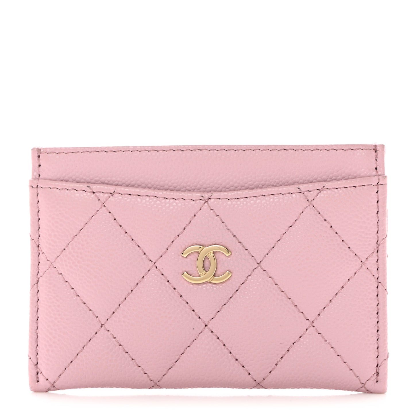 Caviar Quilted Card Holder Light Pink