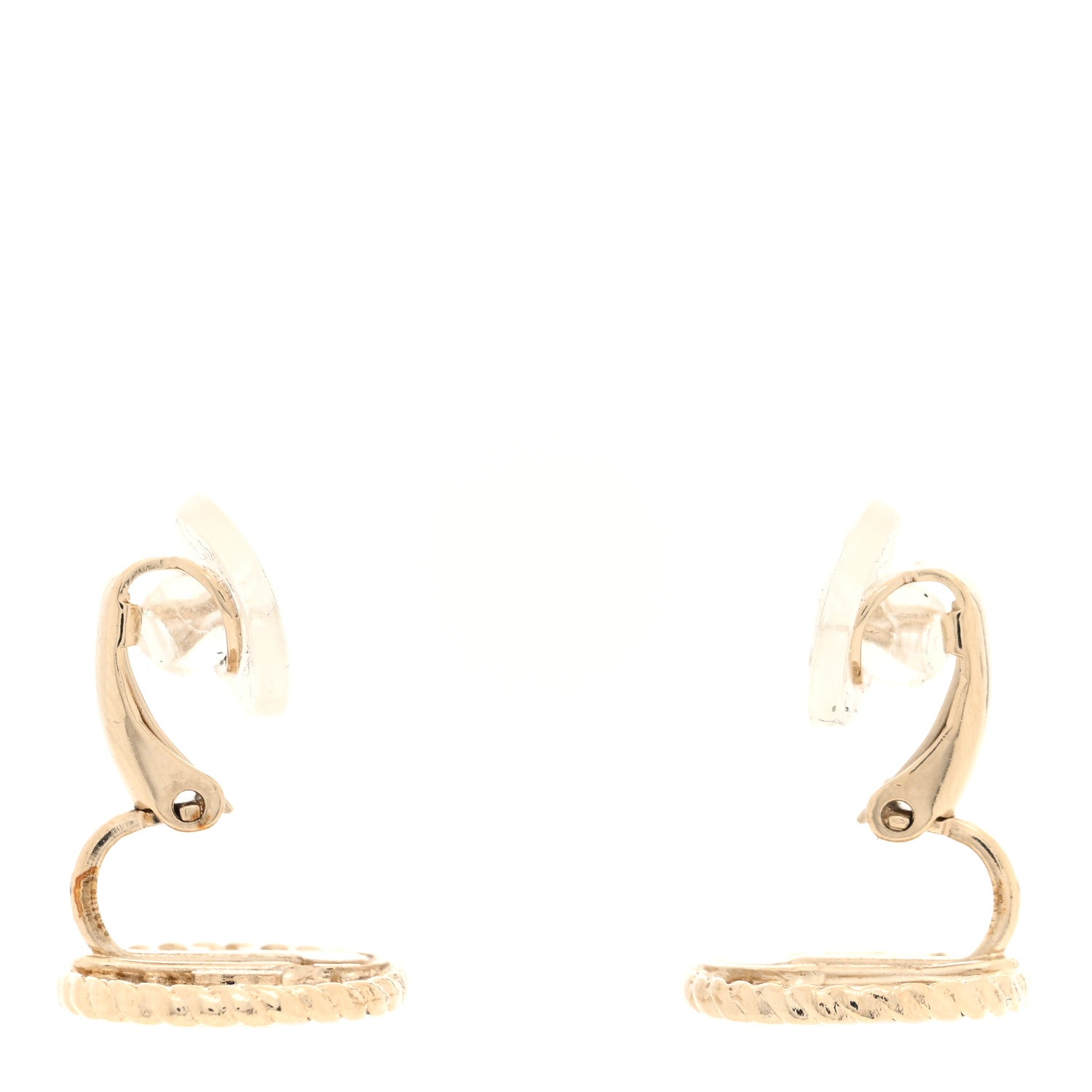 Chanel Metal Chain CC Round Clip On Earrings Gold Blue Golden Blue 3 of 5