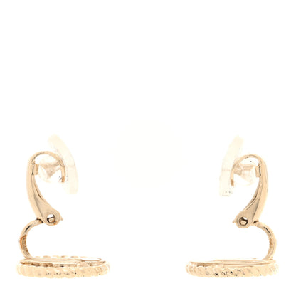 Chanel Metal Chain CC Round Clip On Earrings Gold Blue Golden Blue 3 of 5