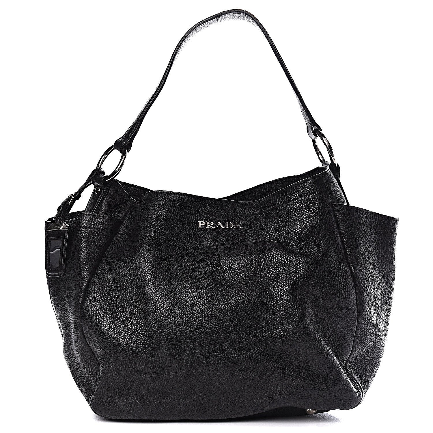 Prada Vitello Daino Side Pocket Hobo Black 1 of 17