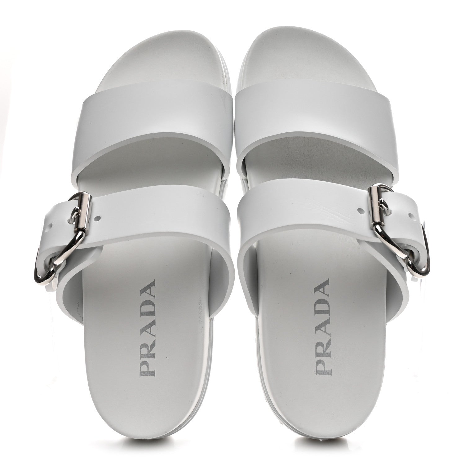 Prada EVA Rubber Double Strap 20mm Fussbett Sandals 40 White 2 of 9