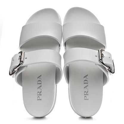 Prada EVA Rubber Double Strap 20mm Fussbett Sandals 40 White 2 of 9