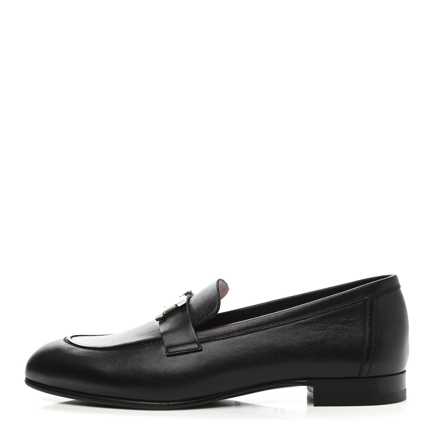 Hermes Goatskin Womens Paris Loafers 38 Black 1 of 10