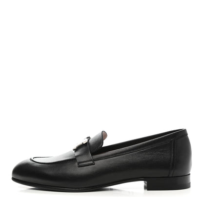 Hermes Goatskin Womens Paris Loafers 38 Black 1 of 10