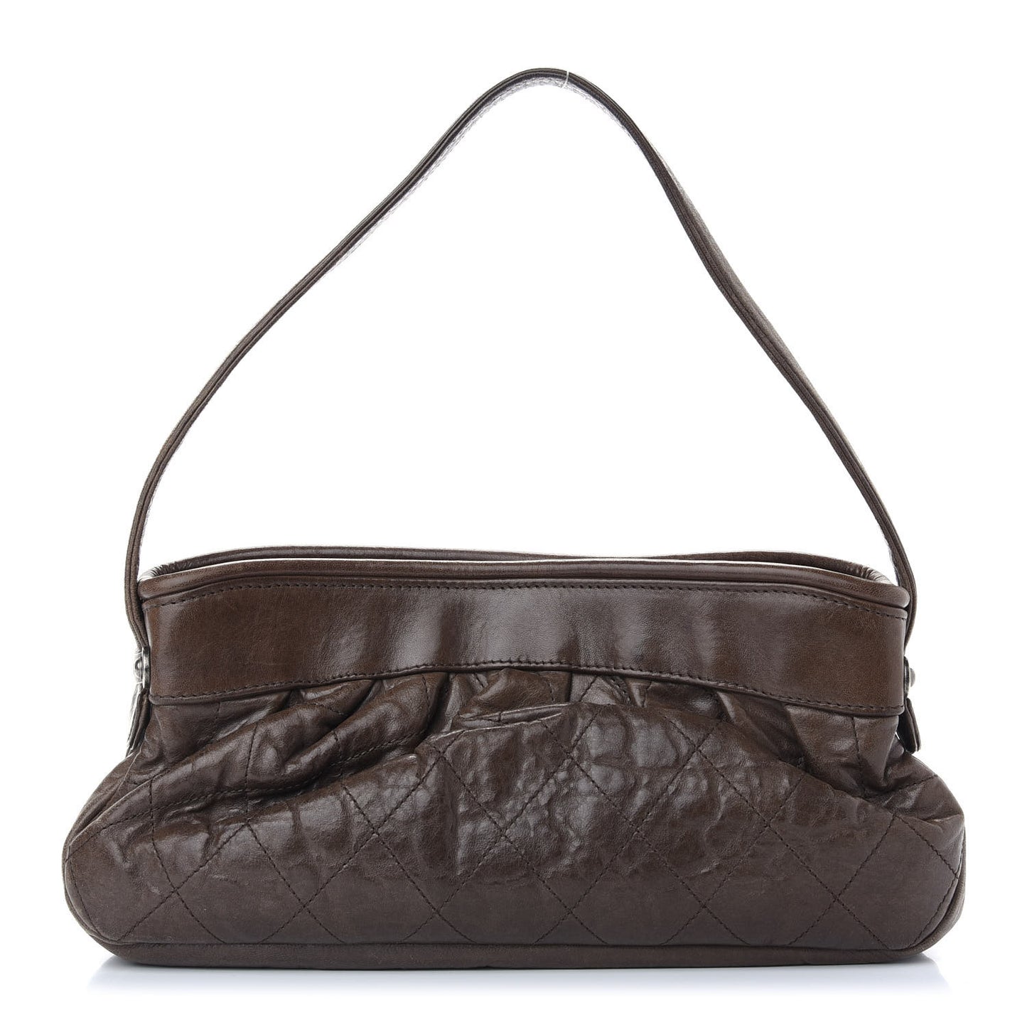 Calfskin Quilted Shoulder Bag Brown