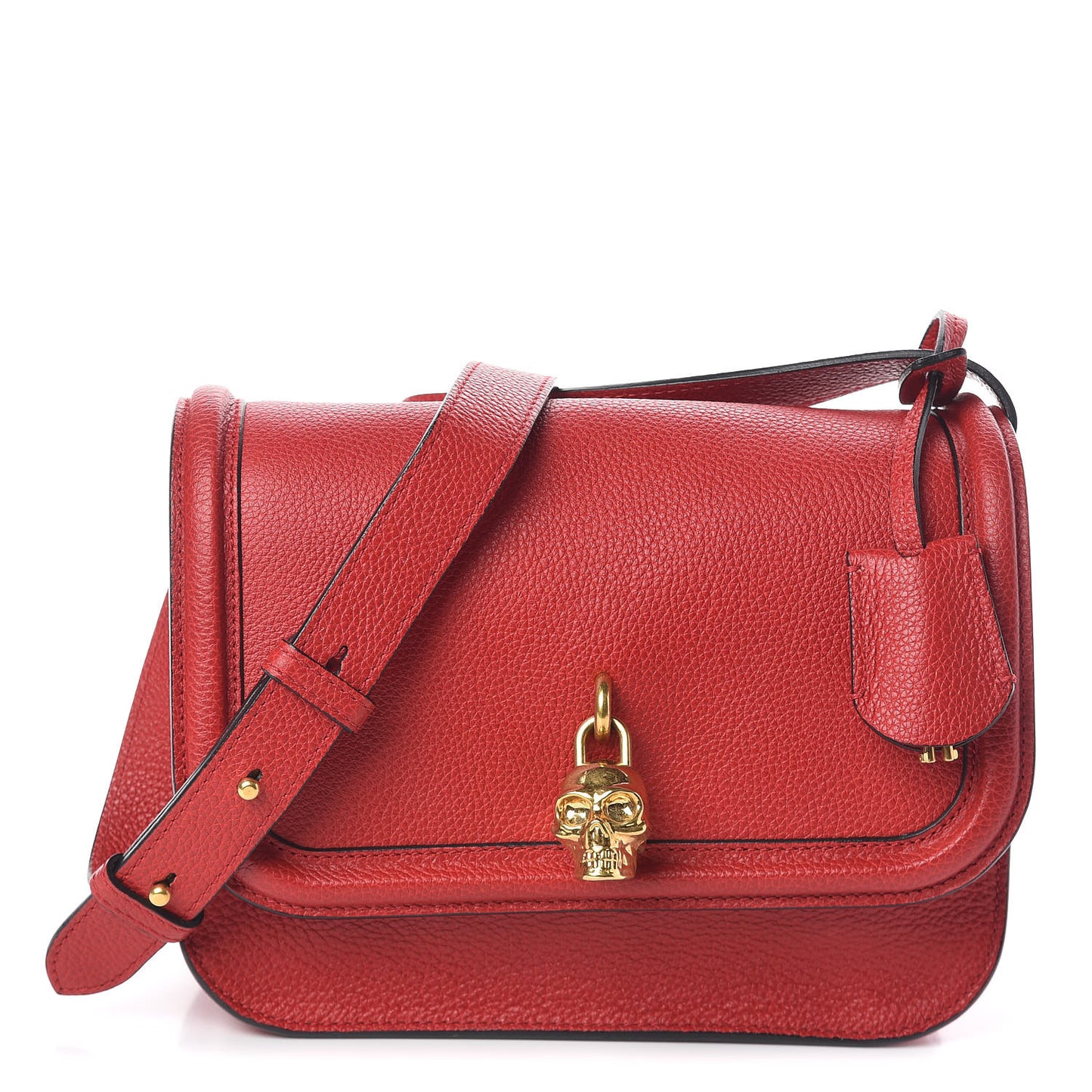 Grained Calfskin Padlock Crossbody Bag Red