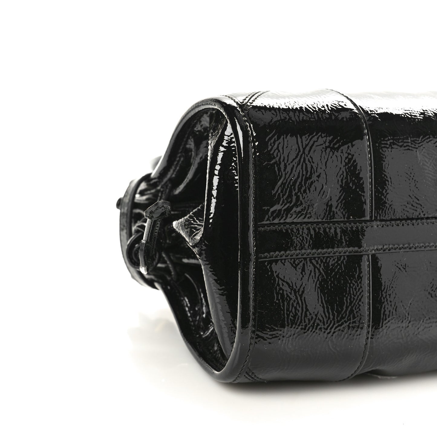 Glossy Calfskin Medium Shoulder Bag Black